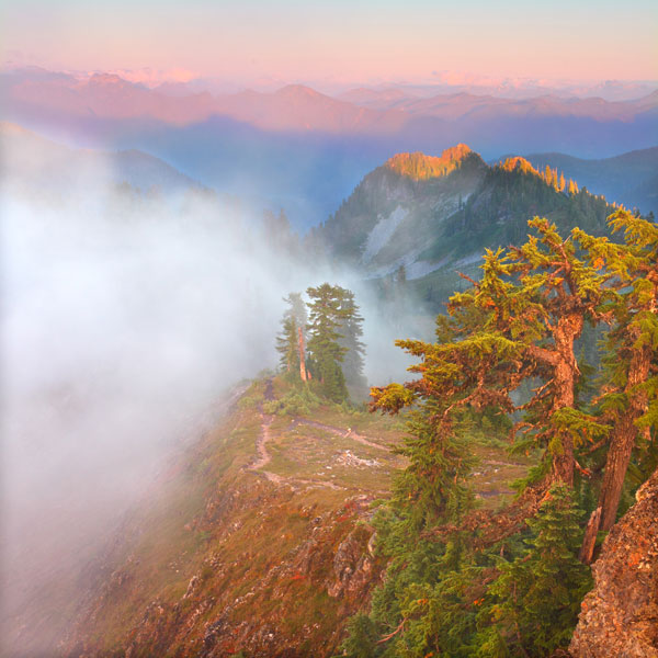 Mist Burning Off at Sunset, North Cascades, Washington - Landscape and National Park Photography by Daniel Ewert
